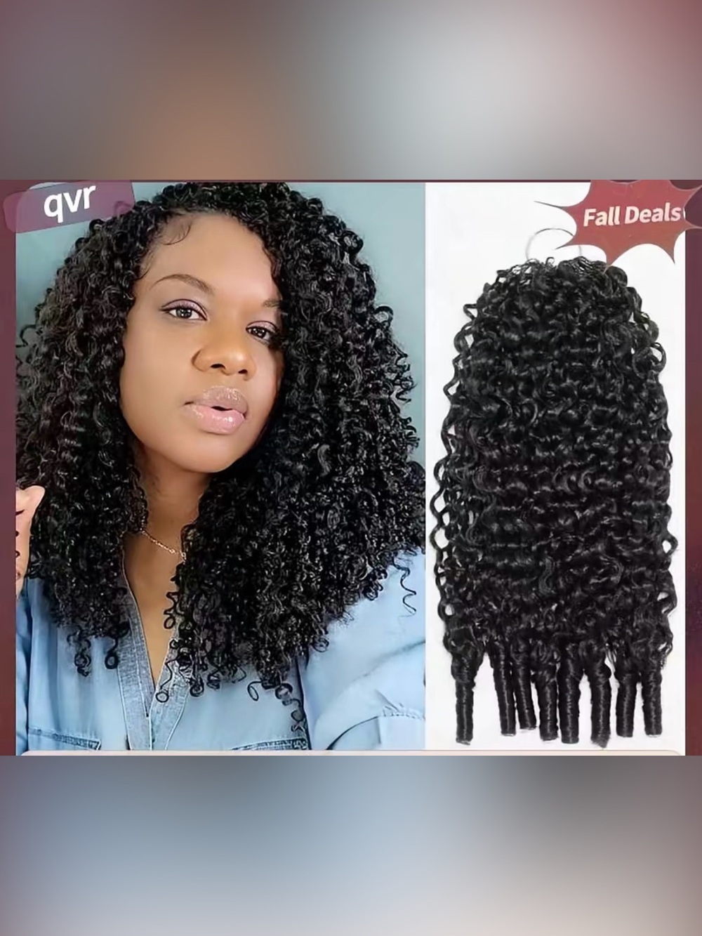 QVR Burmese Curly Feather Crochet Hair Black. 14inches (2 bundles)